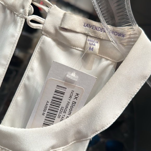 Lavender brown cream colored tank with fringe - Picture 2 of 3